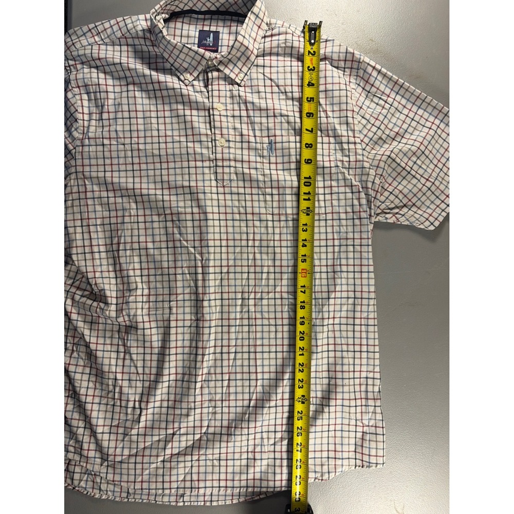 Johnnie-O Button Down Polo Mens XL White Red Blue Check Prep-Performance Short - Picture 5 of 8